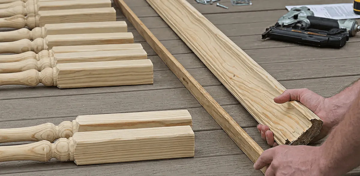 Handrail installation materials and wood components for stair rail work in Indianapolis, IN